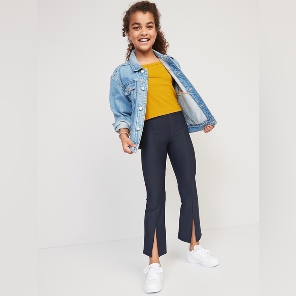 OLD NAVY High-Waisted PowerSoft Flared Split-Hem Performance Leggings Girls 8 M